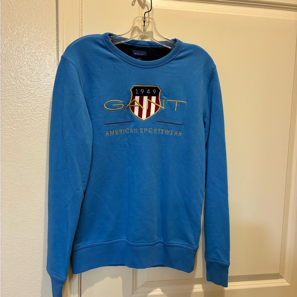 Gant Archive Shield Crew Neck Sweater Size S in Blue American Pullover